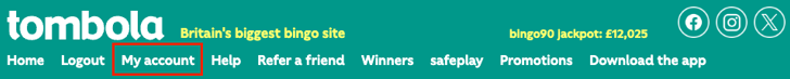 my account menu bar